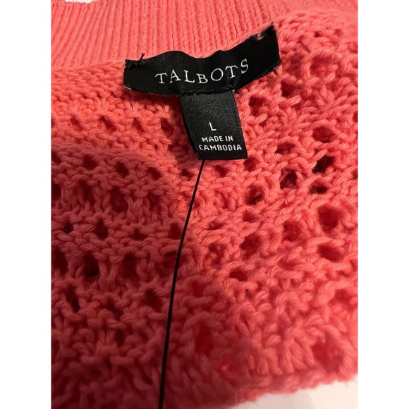 Talbots Cotton Crochet Sleeveless Sweater Vest Size  Large Coral Color Womens - Picture 8 of 9